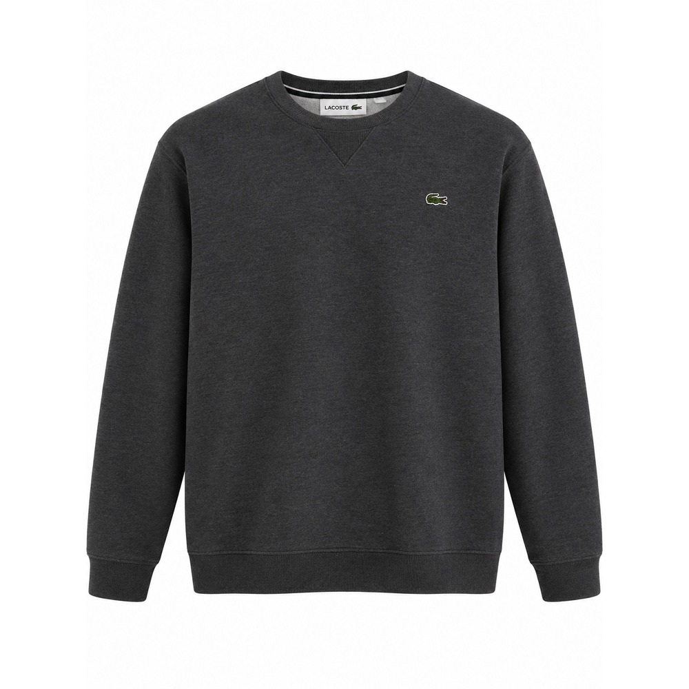 Lacoste Sport Mens XL Charcoal Gray Fleece Crewneck Sweatshirt Croc Logo FR 6 EU